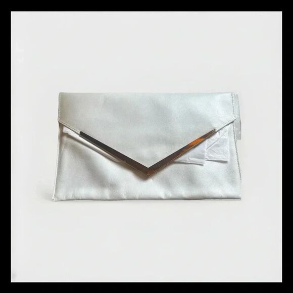 Teek-Orr Handbags - Teek-Orr Vintage Y2K Oversized Envelope White Leather Clutch